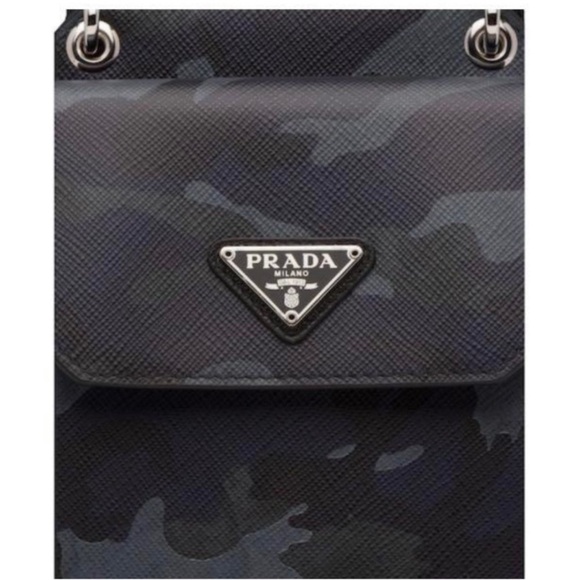 Prada Saffiano Leather Clutch Wristlet Phone Case with Lanyard Camouflage Print - Picture 8 of 15